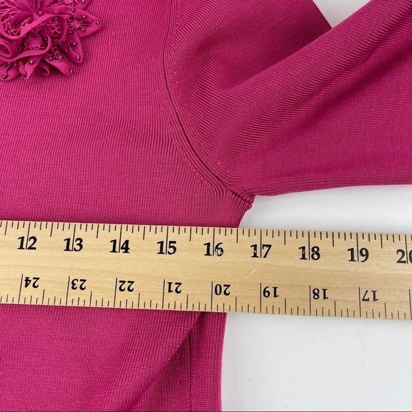 Sigrid Olsen Sweater Womens Petite Medium Pink Flower - Picture 5 of 9